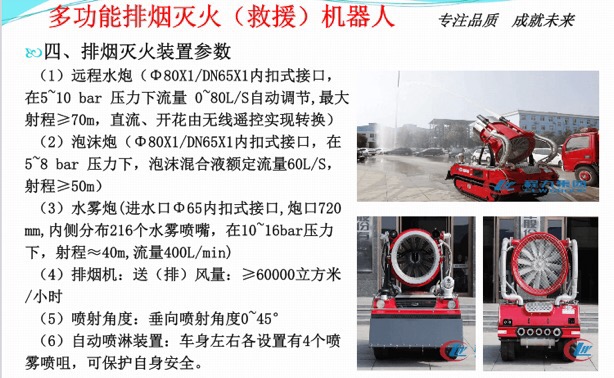消防滅火機器人排煙滅火裝置參數(shù) 消防滅火機器人排煙滅火裝置參數(shù)