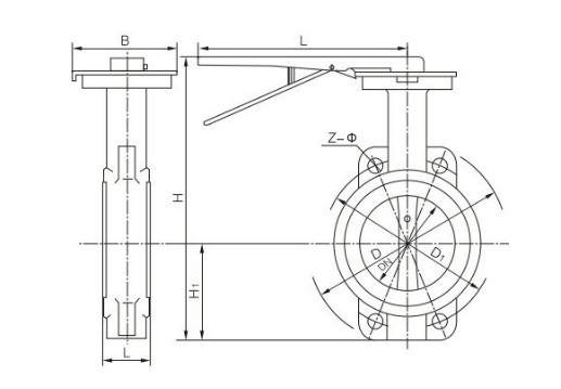 手動對夾式蝶閥尺寸參數 手動對夾式蝶閥尺寸參數